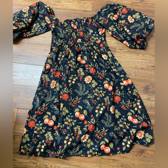 NWT Cider Fruit & Floral square neck Off-shoulder puff sleeve Dress Curve XL - Picture 2 of 7